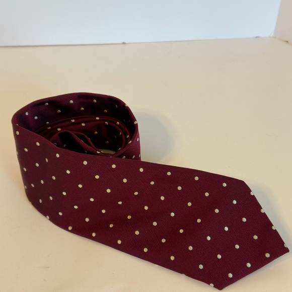 Lot of 2 Preppy Land’s End Silk Ties-Classic Burgundy Dotted and Green Striped - Picture 6 of 10